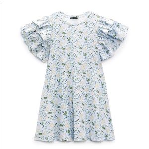 NWT Zara Blue Floral RuffledPrint Dress